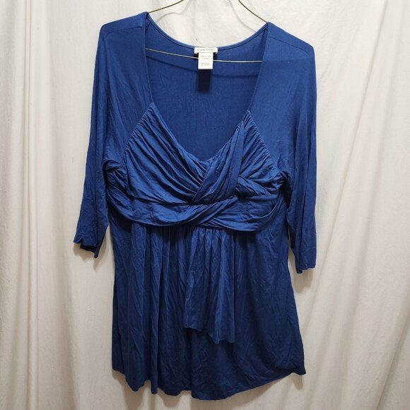Monroe & Main Blue High Waist Top Plus Size 1X - Picture 1 of 4